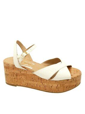 NEW Stuart Weitzman Carmen Wedge Sandals White Fresh Luxury Designer Womens 10